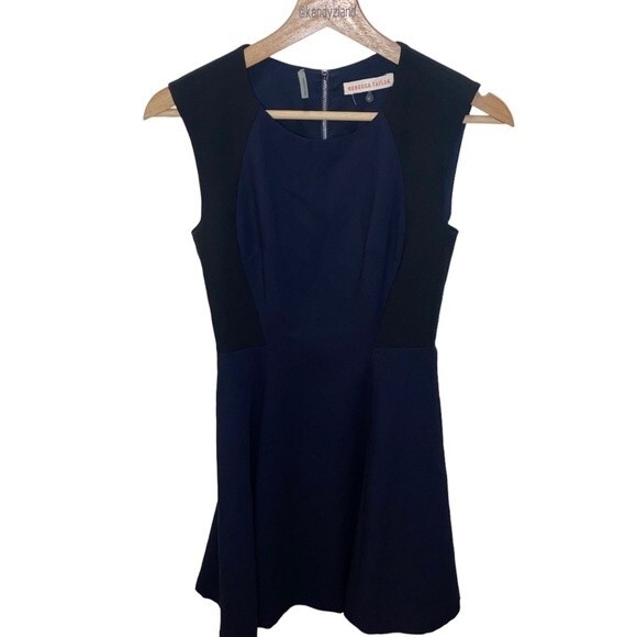REBECCA TAYLOR Navy Black Skater Dress - Picture 1 of 6